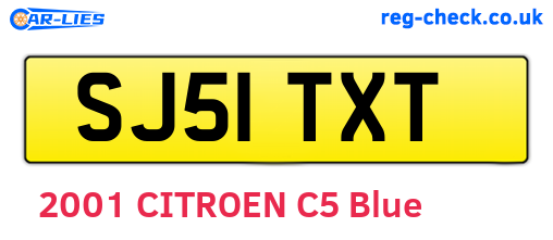 SJ51TXT are the vehicle registration plates.
