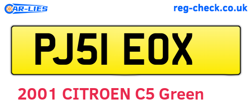 PJ51EOX are the vehicle registration plates.