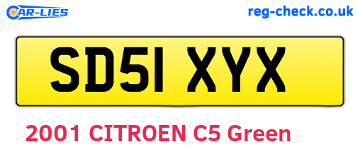SD51XYX are the vehicle registration plates.