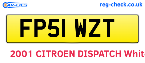 FP51WZT are the vehicle registration plates.