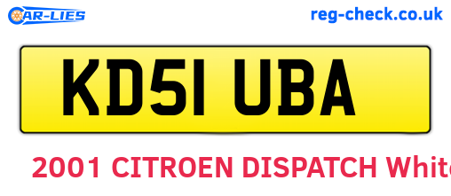 KD51UBA are the vehicle registration plates.