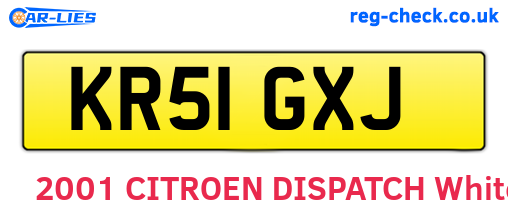 KR51GXJ are the vehicle registration plates.