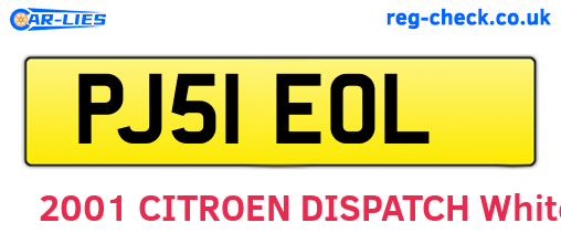PJ51EOL are the vehicle registration plates.