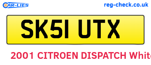SK51UTX are the vehicle registration plates.