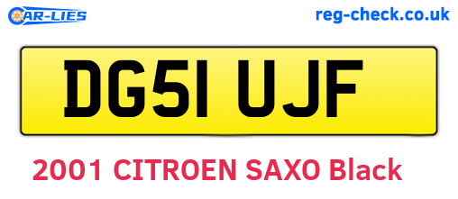 DG51UJF are the vehicle registration plates.