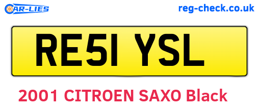 RE51YSL are the vehicle registration plates.