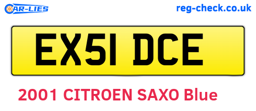 EX51DCE are the vehicle registration plates.