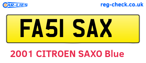 FA51SAX are the vehicle registration plates.