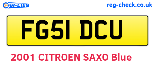 FG51DCU are the vehicle registration plates.