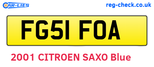 FG51FOA are the vehicle registration plates.