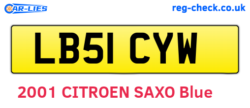 LB51CYW are the vehicle registration plates.