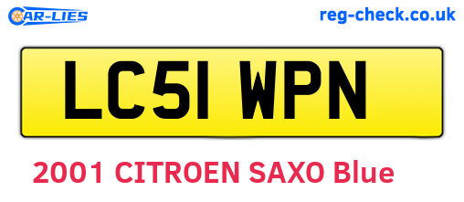 LC51WPN are the vehicle registration plates.