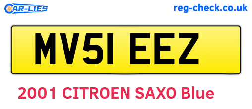MV51EEZ are the vehicle registration plates.