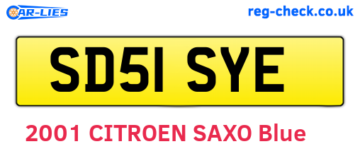 SD51SYE are the vehicle registration plates.