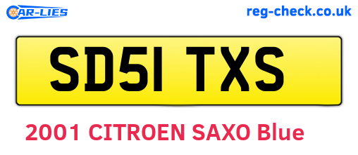SD51TXS are the vehicle registration plates.