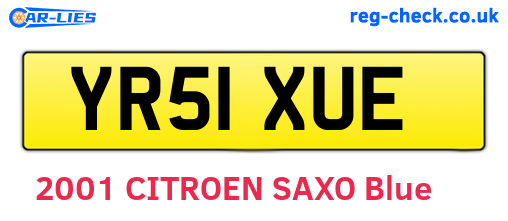 YR51XUE are the vehicle registration plates.