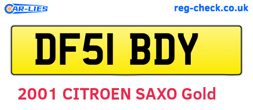 DF51BDY are the vehicle registration plates.