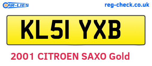 KL51YXB are the vehicle registration plates.