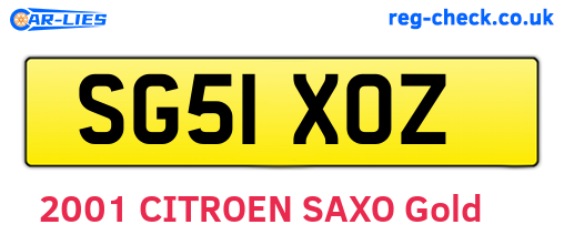 SG51XOZ are the vehicle registration plates.