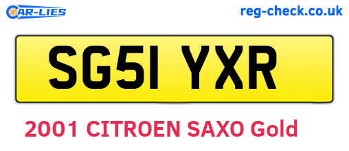 SG51YXR are the vehicle registration plates.