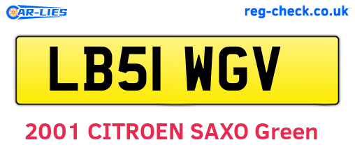 LB51WGV are the vehicle registration plates.