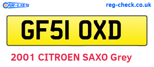 GF51OXD are the vehicle registration plates.