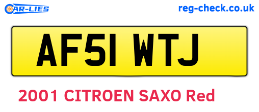 AF51WTJ are the vehicle registration plates.