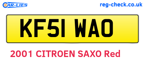 KF51WAO are the vehicle registration plates.