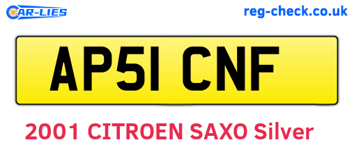 AP51CNF are the vehicle registration plates.