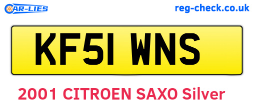 KF51WNS are the vehicle registration plates.