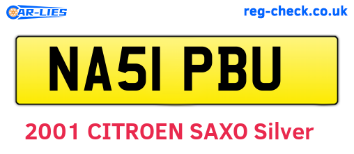 NA51PBU are the vehicle registration plates.