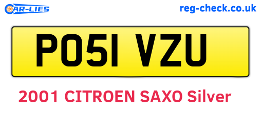 PO51VZU are the vehicle registration plates.