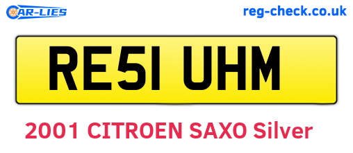RE51UHM are the vehicle registration plates.