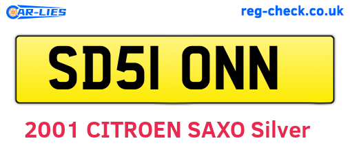 SD51ONN are the vehicle registration plates.