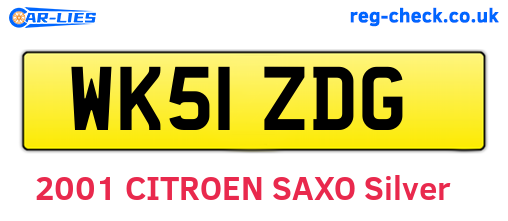 WK51ZDG are the vehicle registration plates.