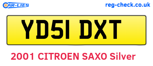 YD51DXT are the vehicle registration plates.