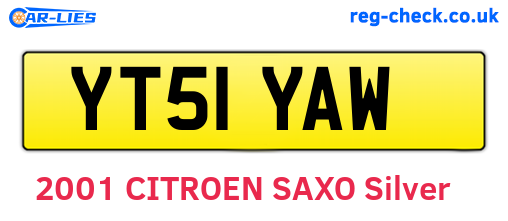 YT51YAW are the vehicle registration plates.