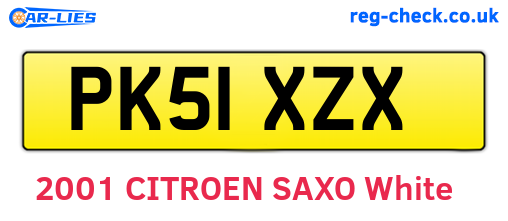 PK51XZX are the vehicle registration plates.