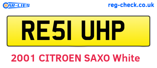 RE51UHP are the vehicle registration plates.