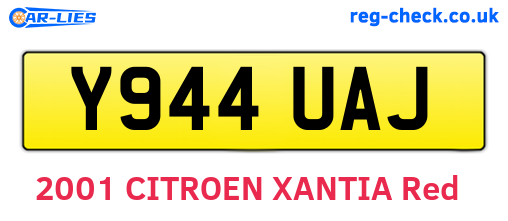 Y944UAJ are the vehicle registration plates.