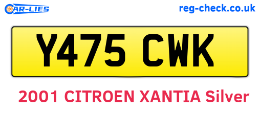 Y475CWK are the vehicle registration plates.
