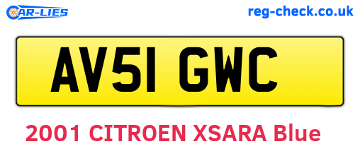 AV51GWC are the vehicle registration plates.