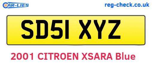 SD51XYZ are the vehicle registration plates.