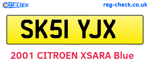 SK51YJX are the vehicle registration plates.