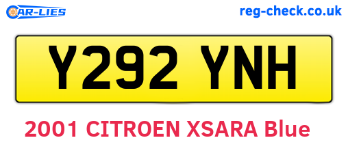 Y292YNH are the vehicle registration plates.