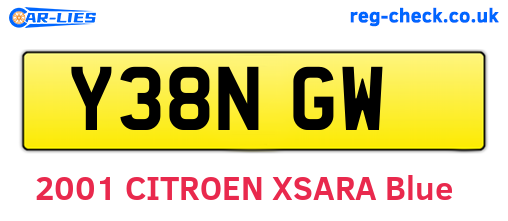 Y38NGW are the vehicle registration plates.