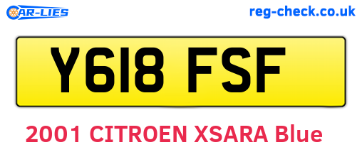 Y618FSF are the vehicle registration plates.
