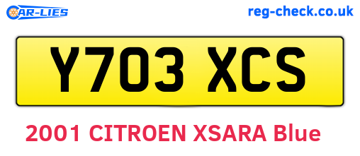Y703XCS are the vehicle registration plates.