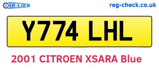 Y774LHL are the vehicle registration plates.