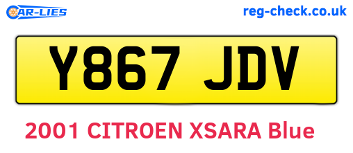 Y867JDV are the vehicle registration plates.